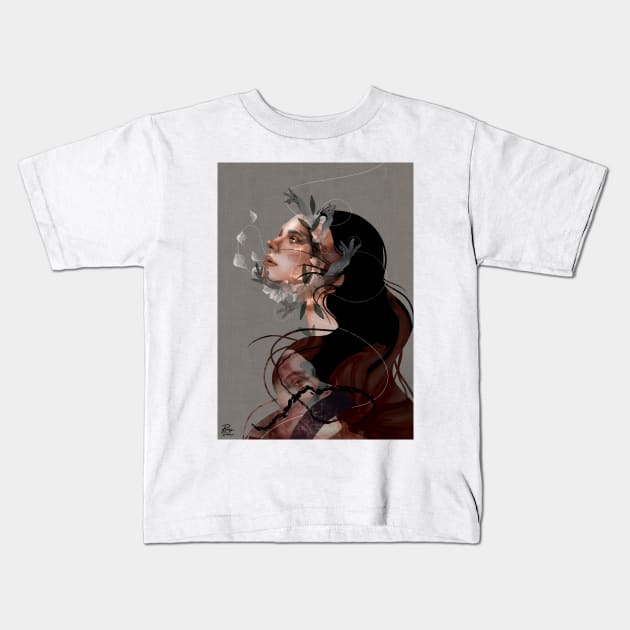 Contemplation Kids T-Shirt by pollyannadart